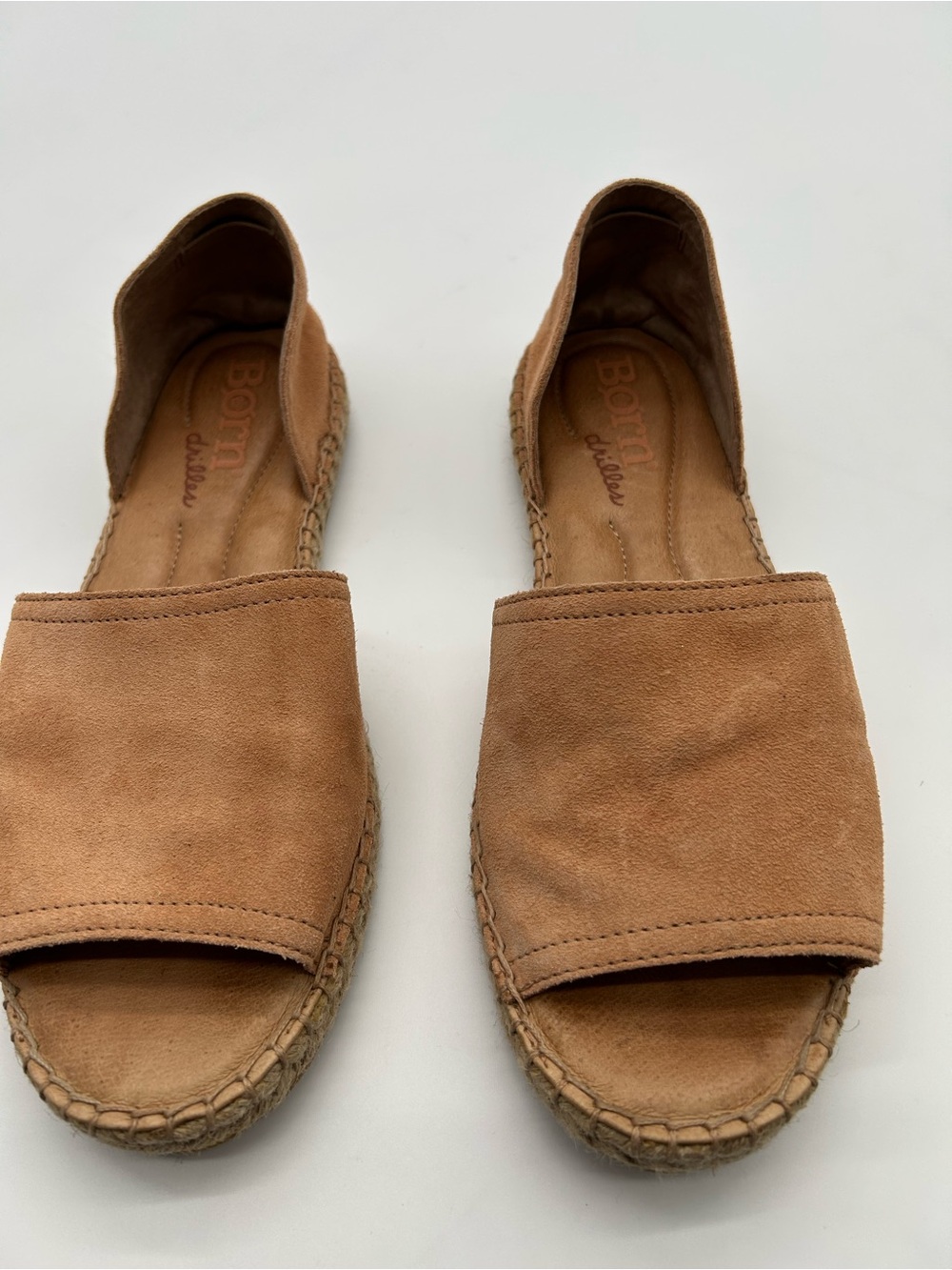 Born Tan Suede Open-Toe Espadrille Sandals size 8.5